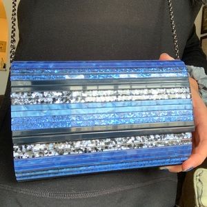 KURT GEIGER LONDON Blue Party Clutch Acrylic/Leather - clutch/cross body